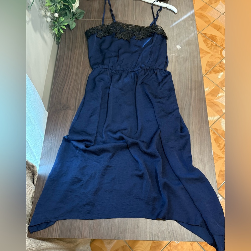 Sexy Navy Blue Silk Dress
